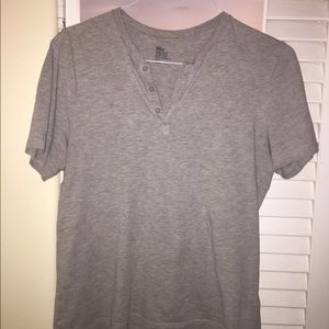 Grey T Shirt w/ button up